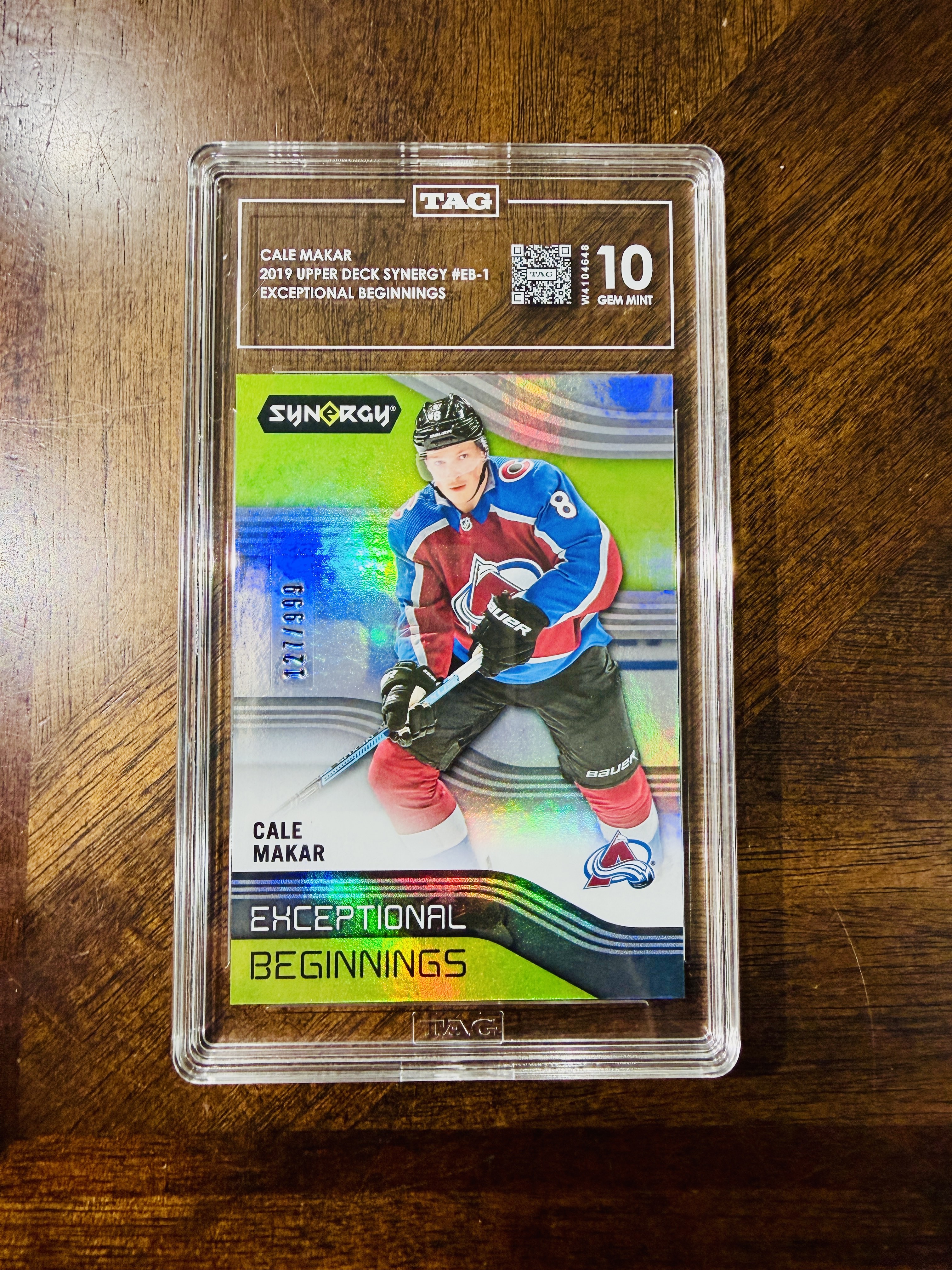 2019 Upper Deck Synergy EB-1 Cale Makar Rookie Card Serial Numbered 999